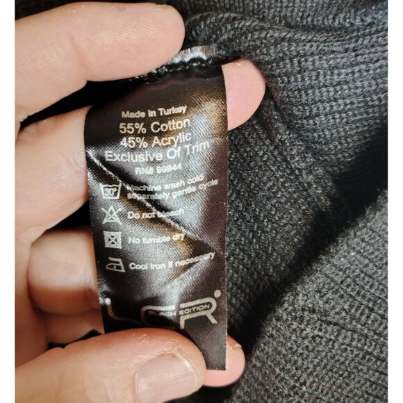 LCR Black Edition XL Sweater, Cotton Blend, Abstract Print, Black, Zip Cowl Neck - Picture 4 of 5